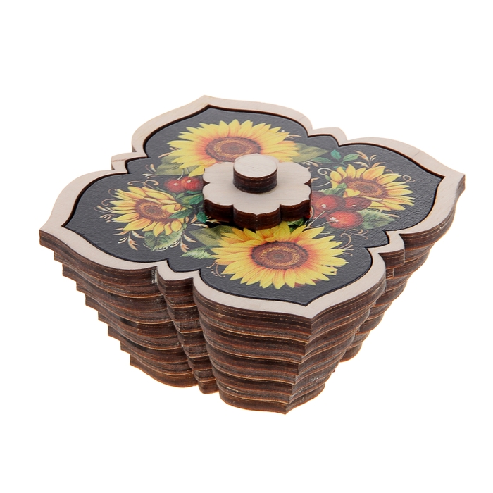 Солонка «Подсолнух», палех, 9,5×9,5 см, 200 мл