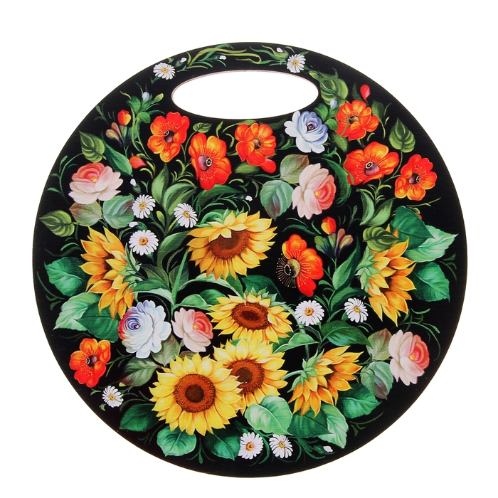 Доска разделочная «Подсолнухи и маки», 25 см