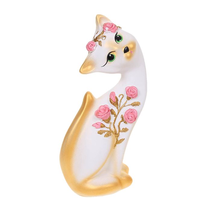 Сувенир "Кошка Алёнка" розы, бело-золотая, микс