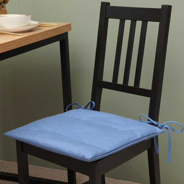 Сидушка на стул Этель Freedom 42х42 см, цвет синий, лён 56%, хлопок 44% 405 г/м2