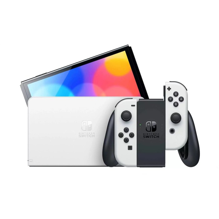 Игровая приставка Nintendo Switch, 64 Гб, OLED, 2 контроллера Joy-Con, белая геймпад для switch nintendo контроллер joy con левый неоновый синий
