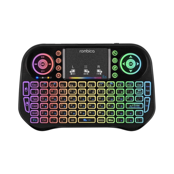 Мини-клавиатура Rombica Air Touch RGB, беспроводная, для ТВ и ПК , USB, touch , чёрная пульт ду rombica air touch rgb wrc t02