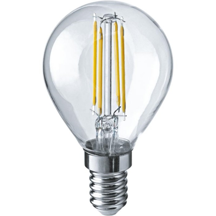 Лампа светодиодная филаментная ОНЛАЙТ, E14, 8 Вт, 800 лм, 4000 К, свечение белое лампа светодиодная e14 8 вт 75 вт шар 4000 к свет холодный белый онлайт