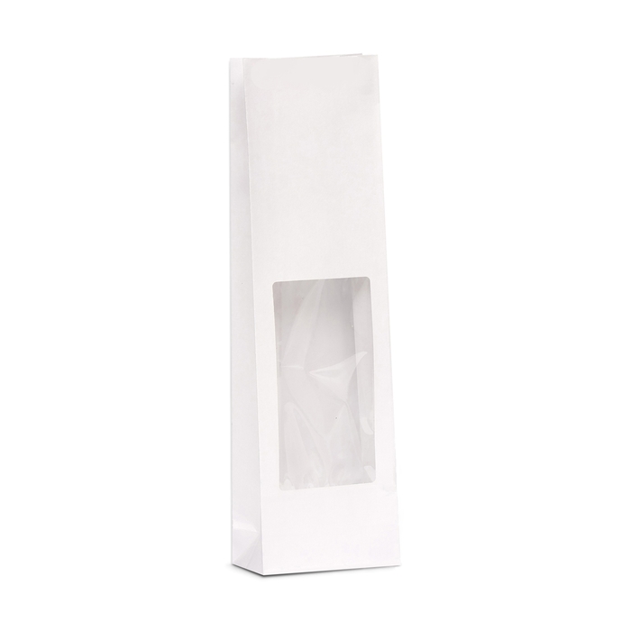 Пакет бумажный, фасовочный, двухслойный Белый 7 х 3,5 х 23 см пакет бумажный фасовочный чёрный 10 х 26 х 7 см
