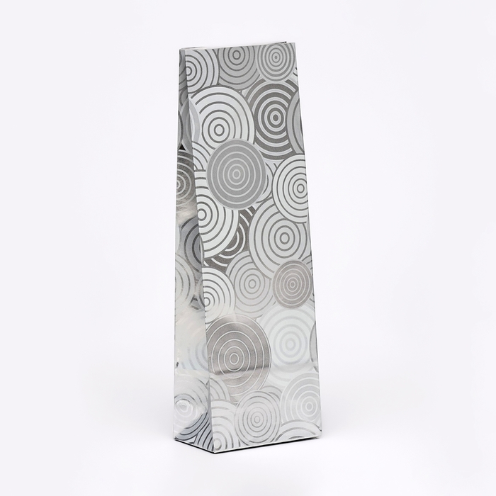 Пакет бумажный, фасовочный, четырехслойный Круги-серебро 7 х 4 х 21 см