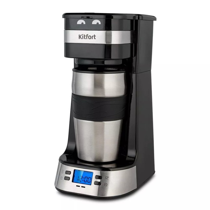 Кофеварка Kitfort КТ-795, капельная, 750 Вт, 0.42 л, чёрно-серебристая кофеварка капельная kitfort кт 795 черный