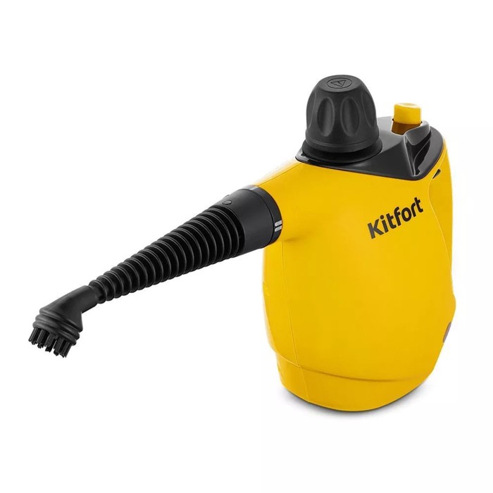Пароочиститель Kitfort КТ-9140-1, 1050 Вт, 0.45 л, нагрев 5 мин, чёрно-желтый пароочиститель kitfort кт 9138 1 900 1050 вт 0 45 л 28 32 г мин нагрев 3 5 мин розовый