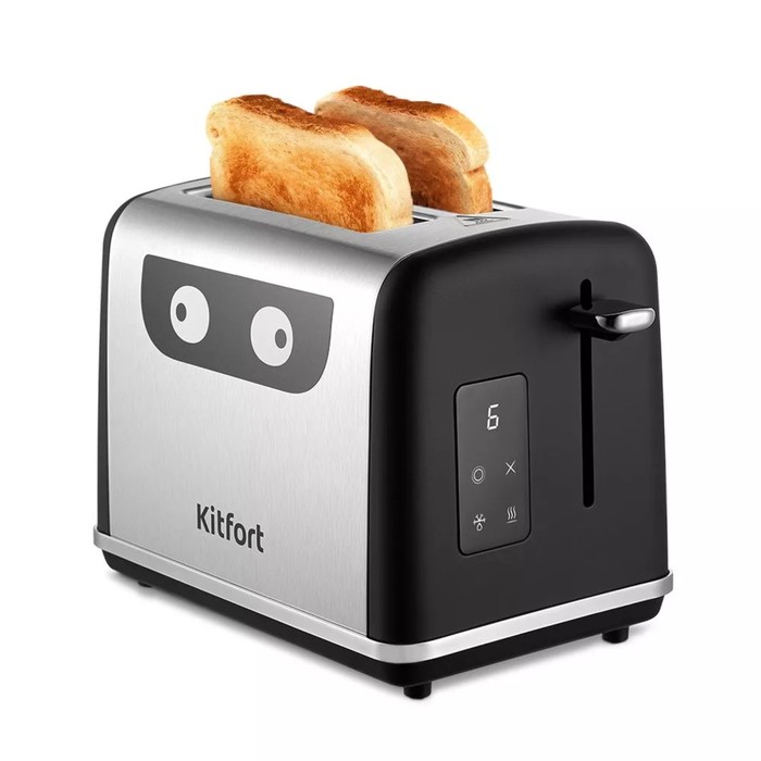 Тостер Kitfort КТ-6221, 870 Вт, 6 режимов прожарки, 2 тоста, чёрно-серебристый beko тостер tam8402w cosmopolis 870 вт