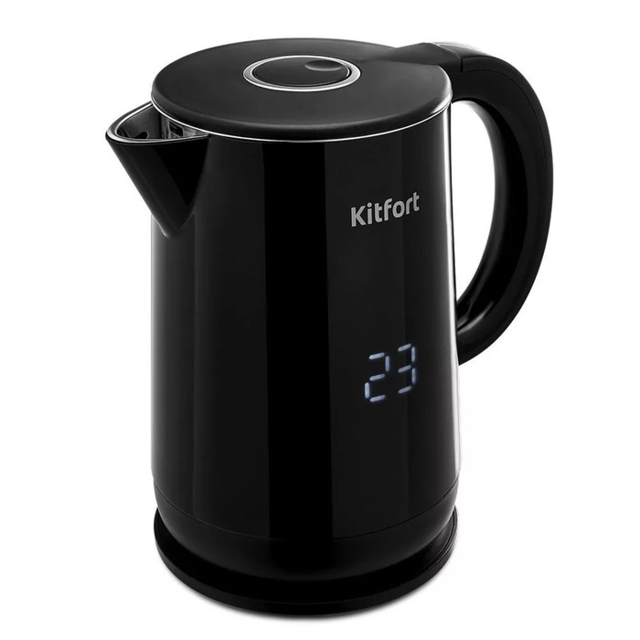 Чайник электрический Kitfort КТ-6173, пластик, колба металл, 1.5 л, 2200 Вт, чёрный чайник электрический kitfort кт 6649 металл 1 5 л 2200 вт голубой