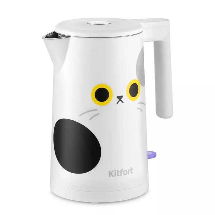 Чайник электрический Kitfort КТ-6185, металл, 1.7 л, 2200 Вт, белый