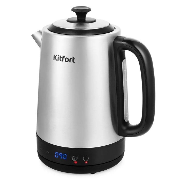 Чайник электрический Kitfort КТ-6198, металл, 1.7 л, 2200 Вт, чёрно-сребристый чайник электрический kitfort кт 639 2 металл 0 6 л 1150 вт чёрно синий