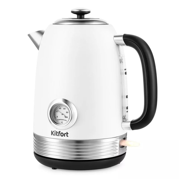 Чайник электрический Kitfort КТ-6603, металл, 1.7 л, 2200 Вт, чёрно-белый чайник электрический kitfort кт 6642 металл 0 8 л 1600 вт чёрно белый