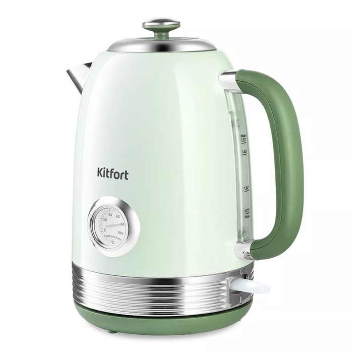 Чайник электрический Kitfort КТ-6604, металл, 1.7 л, 2200 Вт, зелёный чайник электрический kitfort кт 6649 металл 1 5 л 2200 вт голубой