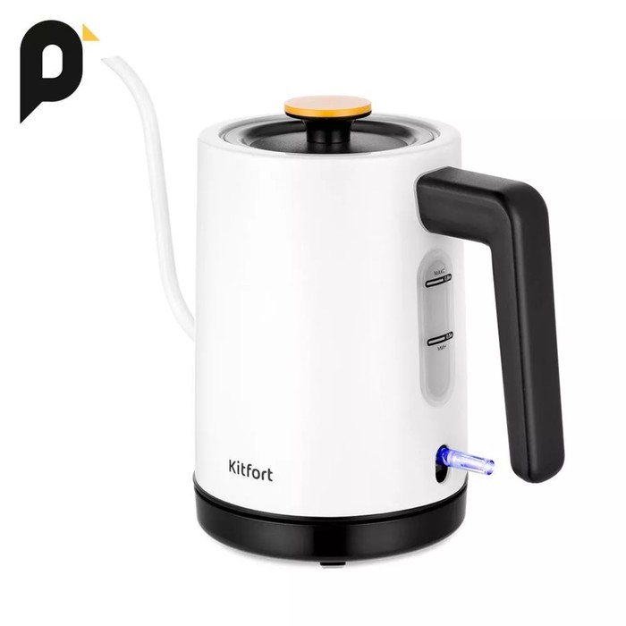 Чайник электрический Kitfort КТ-6642, для варки кофе, пластик, 0.8 л, 1600 Вт, чёрно-белый чайник для варки кофе kitfort кт 6642