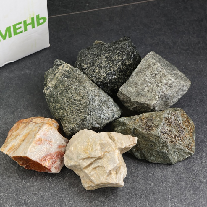 Камень для бани МИКС(Габро.порфирит.кварцит) 20 кг камень для бани и сауны огненный камень кварцит 20 кг