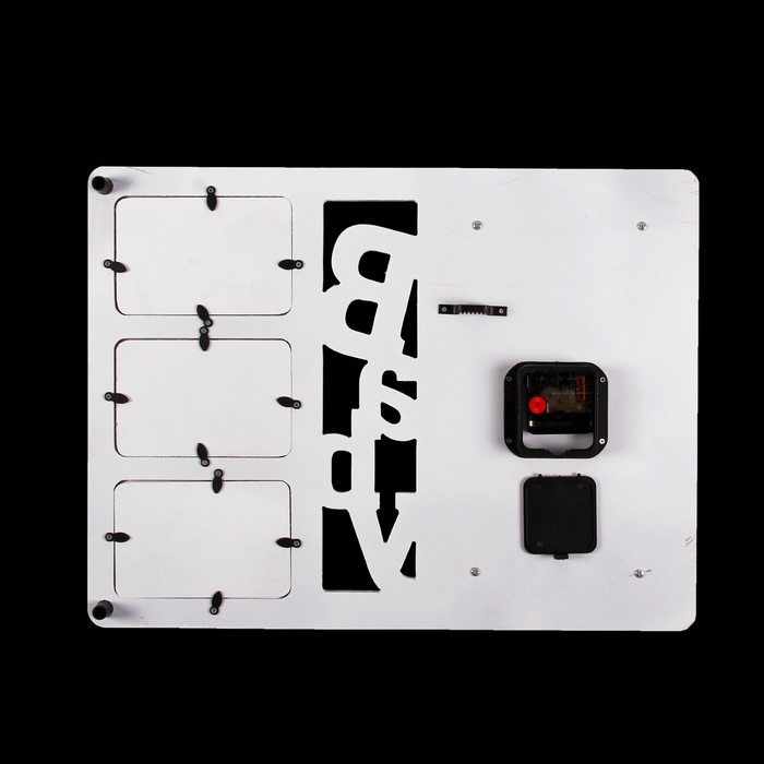 Часы настенные Baby, чёрно-белые + 3 фоторамки 10 × 15 см