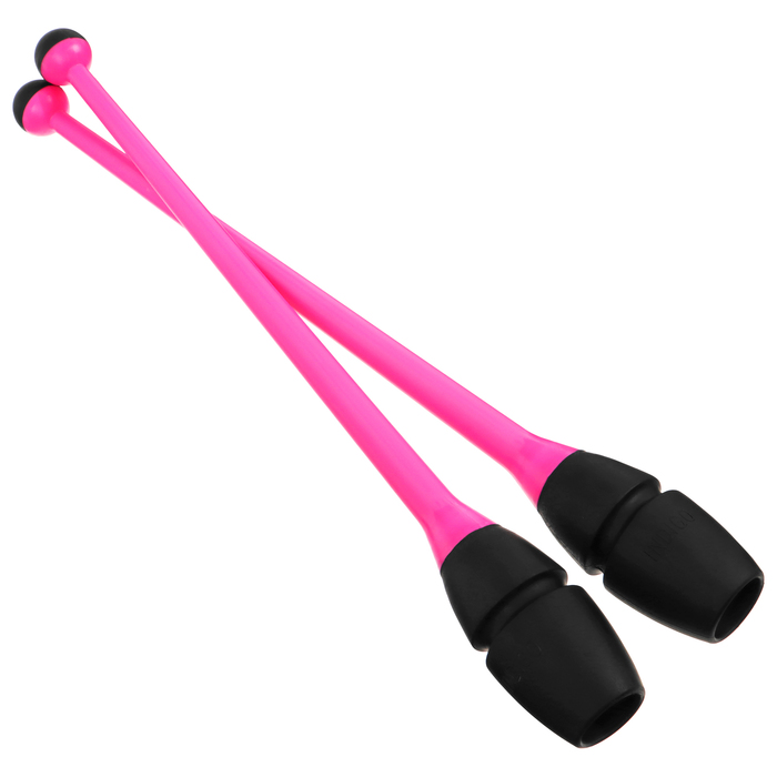 Булавы гимнастические вставляющиеся, 41 см, цвет розовый/чёрный
