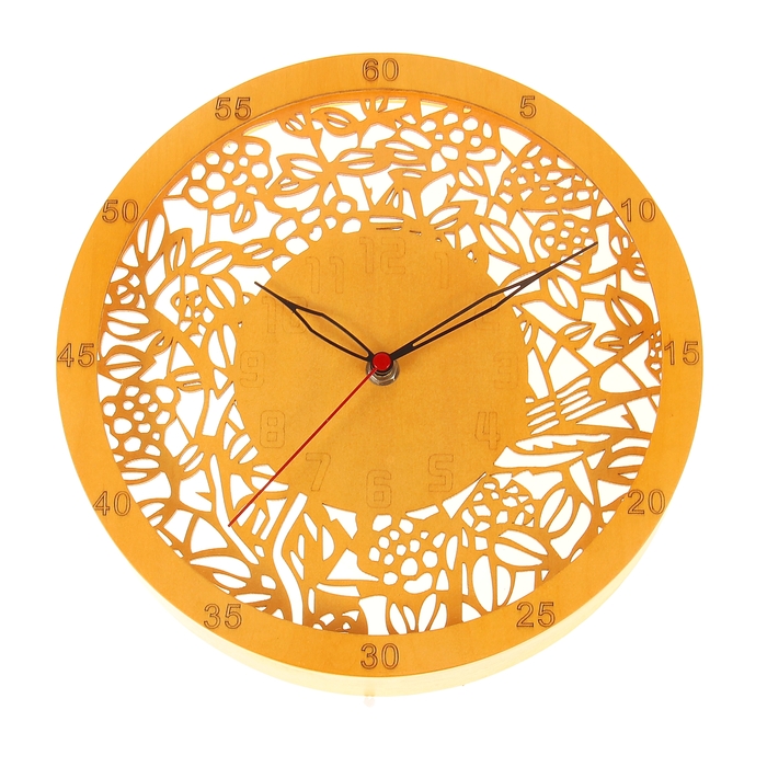 Часы настенные интерьерные "Серия Дерево. Ажурные листья", d=25 см