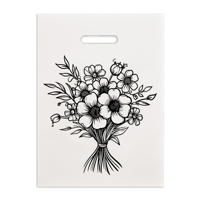 Пакет полиэтиленовый Букет бело-черный 30х40 см 50 мкм 13₽