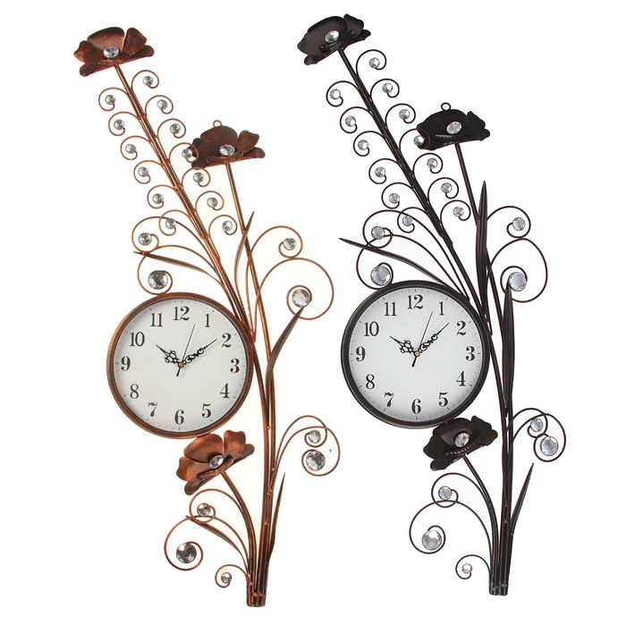 Часы настенные интерьерные "Серия Ажур. Цветы на стеблях"