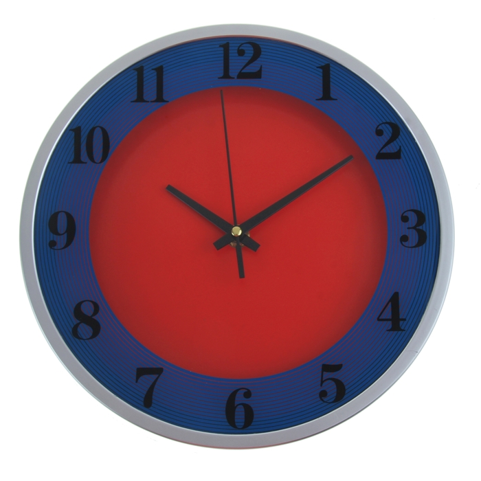 Часы настенные круглые "Два цвета", d=24,5 см, красно-синие