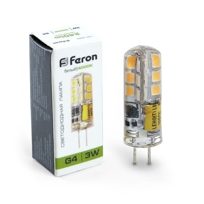 

Лампа светодиодная Feron, G4, 3 Вт, 12 В, белый свет