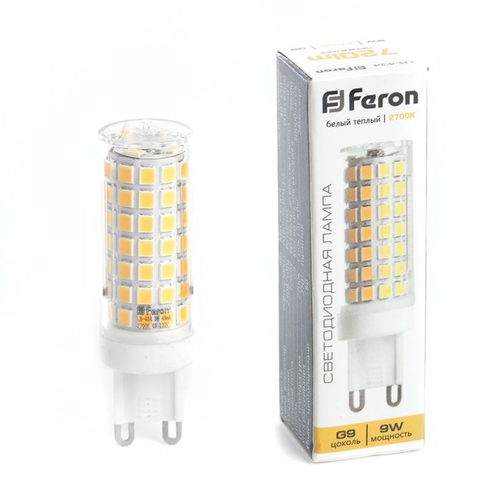 

Лампа светодиодная Feron, G9, 9 Вт, 175-265 В, белый теплый свет
