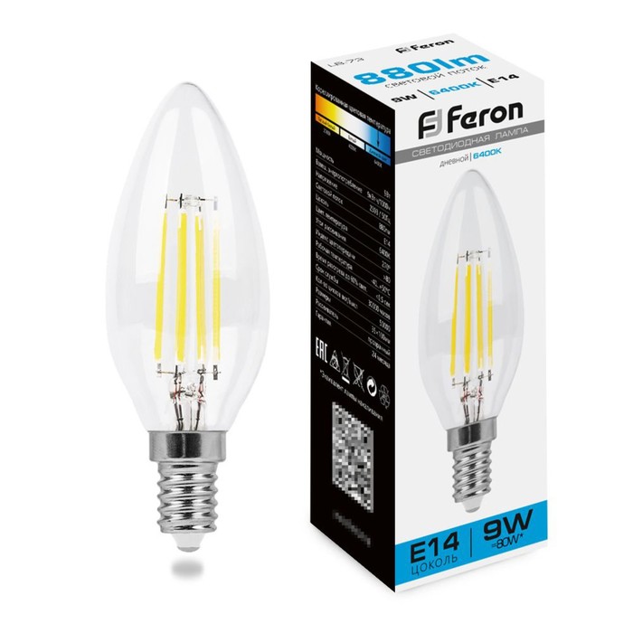 

Лампа светодиодная Feron, E14, 9 Вт, 230 В, дневной свет