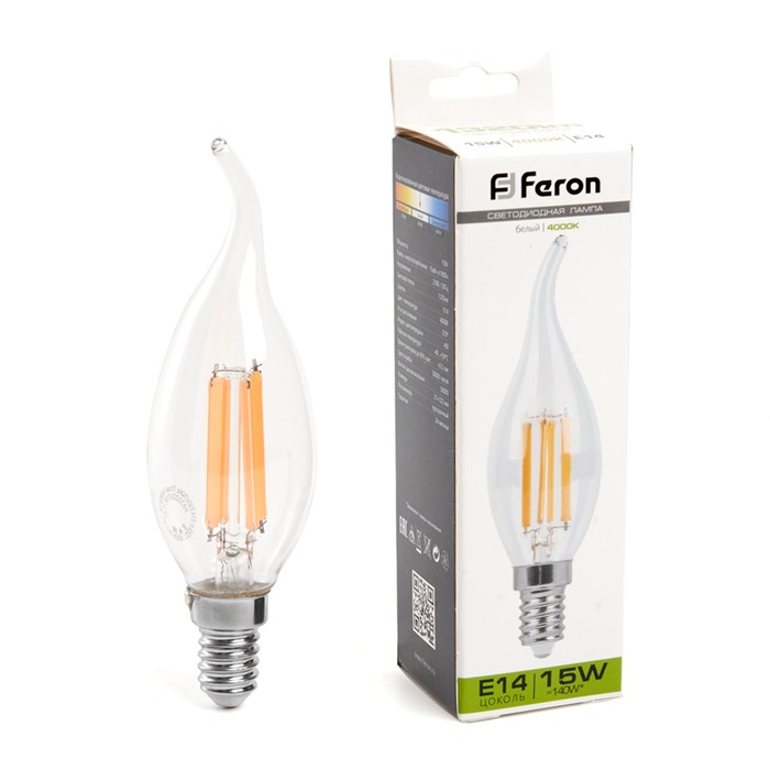 

Лампа светодиодная Feron, E14, 15 Вт, 230 В, белый свет
