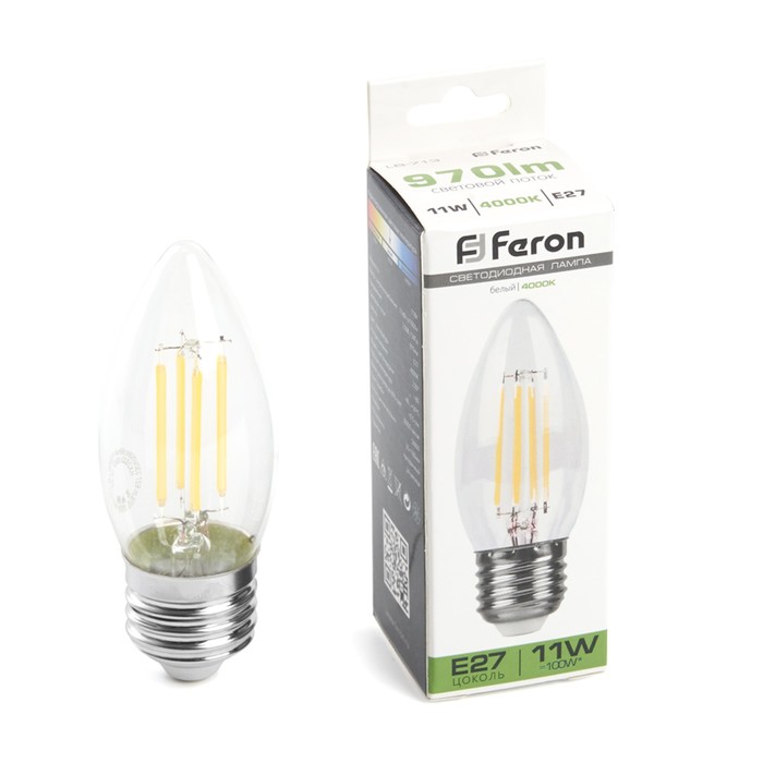 

Лампа светодиодная Feron, E27, 11 Вт, 230 В, белый свет