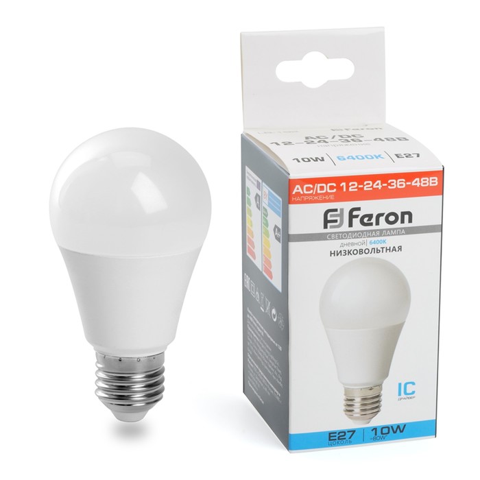 

Лампа светодиодная Feron, E27, 10 Вт, 12-48 В, дневной свет