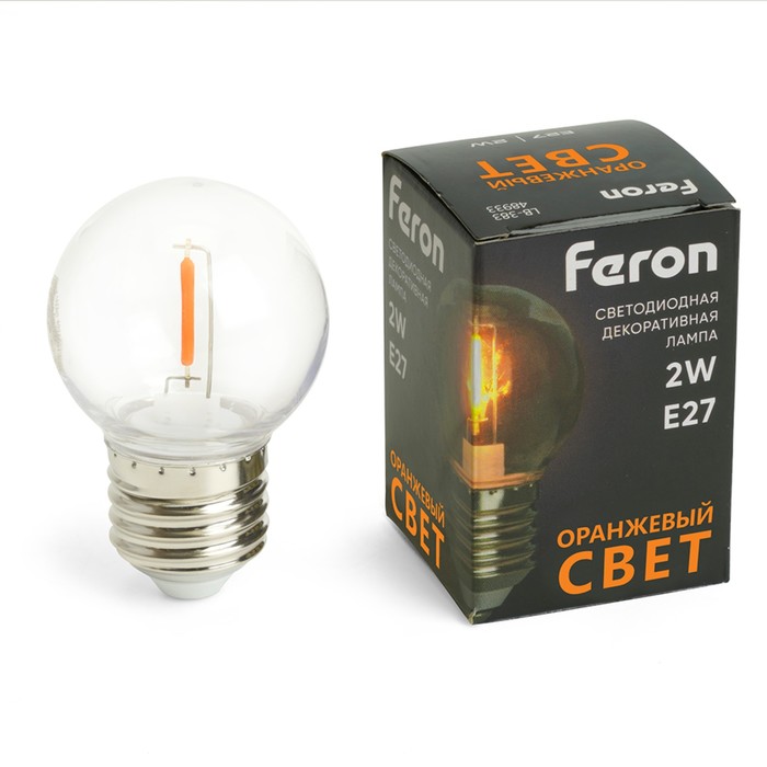 

Лампа светодиодная Feron, E27, 2 Вт, 230 В, оранжевый свет