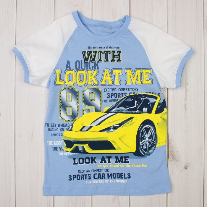 Футболка для мальчика, рост 104 см, цвет голубой/белый, принт МИКС Н006