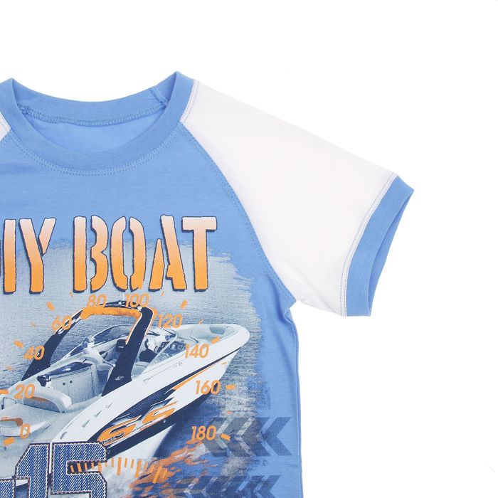 Футболка для мальчика, рост 104 см, цвет голубой/белый, принт МИКС Н006