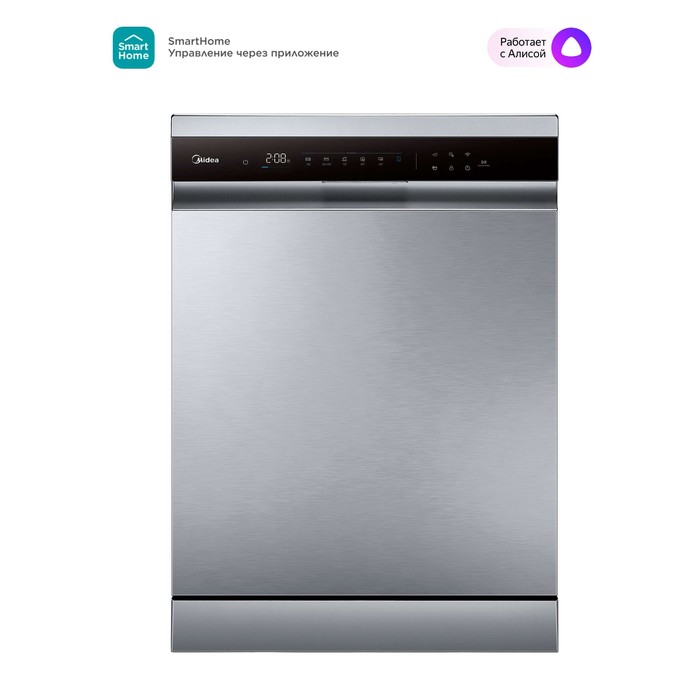 Посудомоечная машина Midea MFD60S350Si, класс А++, 14 комплектов, 10 режимов, серебристая посудомоечная машина nordfrost fs4 1053 w класс а 10 комплектов 5 режимов белая