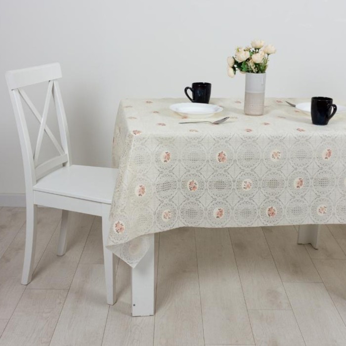 

Клеёнка Joy Home, ПВХ, без основы, 137 см, 20 м, розы, бежевый