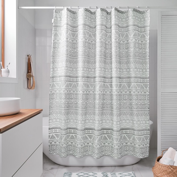Штора для ванной комнаты Nomads. Moroshka, 180х180 см, цвет белый/серый штора для ванной комнаты my space pr18018012 180х180 см