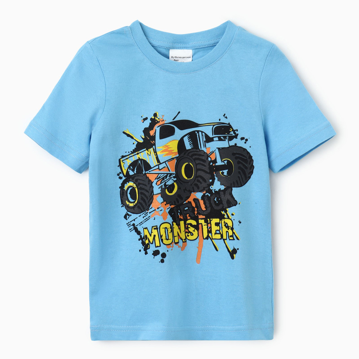 

Футболка для мальчика "Truck monster", цвет голубой, рост 98-104