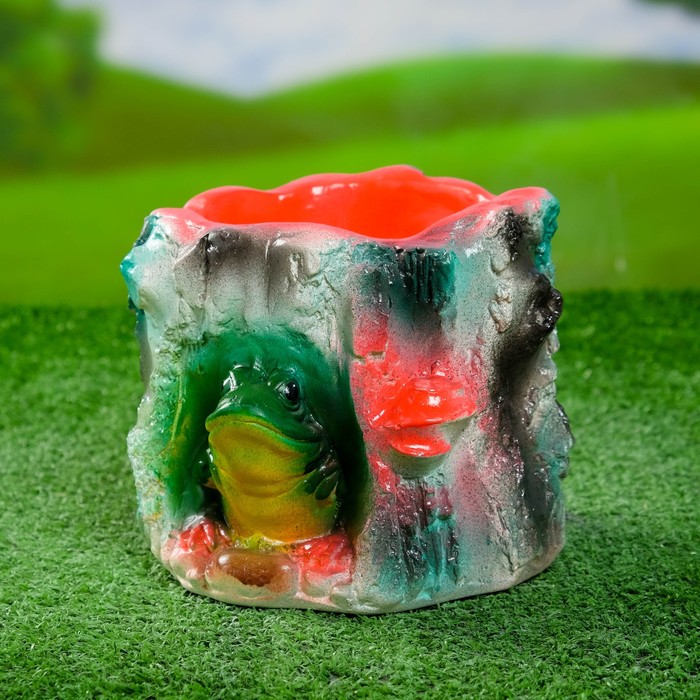 Фигурное кашпо "Пень с лягушкой", микс