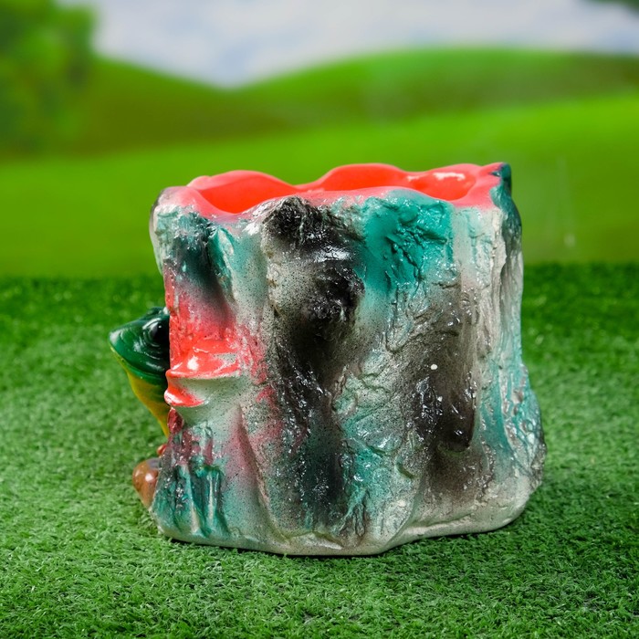 Фигурное кашпо "Пень с лягушкой", микс