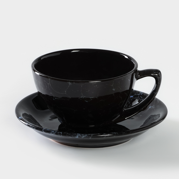 Чайная пара керамическая «Вуаль», 2 предмета: чашка 250 мл, блюдце d=15 см чайная пара керамическая с ложкой зефирка 2 предмета чашка 250 мл блюдце d 13 см цвет розовый