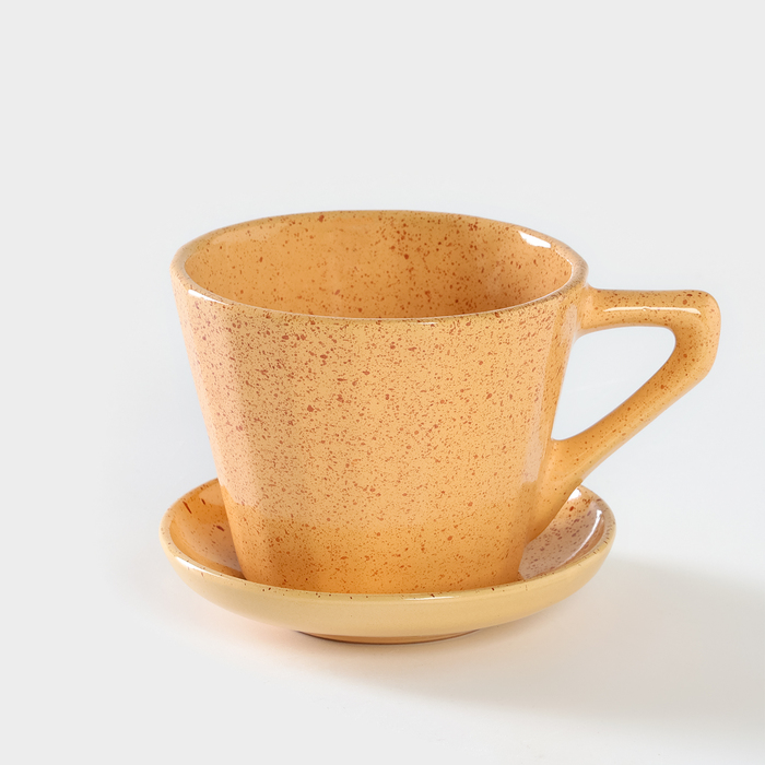 Чайная пара керамическая «Каракум», 2 предмета: чашка 200 мл, блюдце d=9 см чайная пара керамическая гелакси чашка 200 мл блюдце d 13 см цвет оранжевый