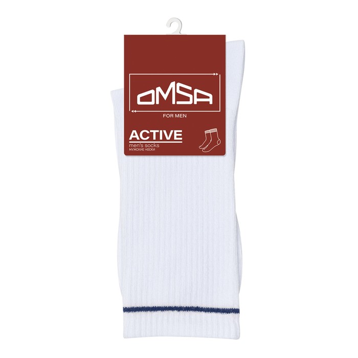 Носки мужские с высокой резинкой OMSA ACTIVE, размер 39-41, цвет bianco, blu носки мужские с высокой резинкой omsa active размер 39 41 цвет bianco