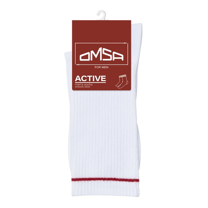 Носки мужские с высокой резинкой OMSA ACTIVE, размер 39-41, цвет bianco, rosso носки мужские с высокой резинкой omsa active размер 39 41 цвет bianco
