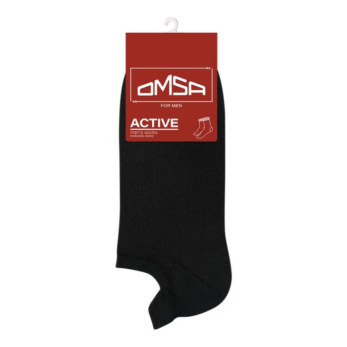 Носки мужские укороченные с фальшпяткой OMSA ACTIVE, размер 36-38, цвет nero