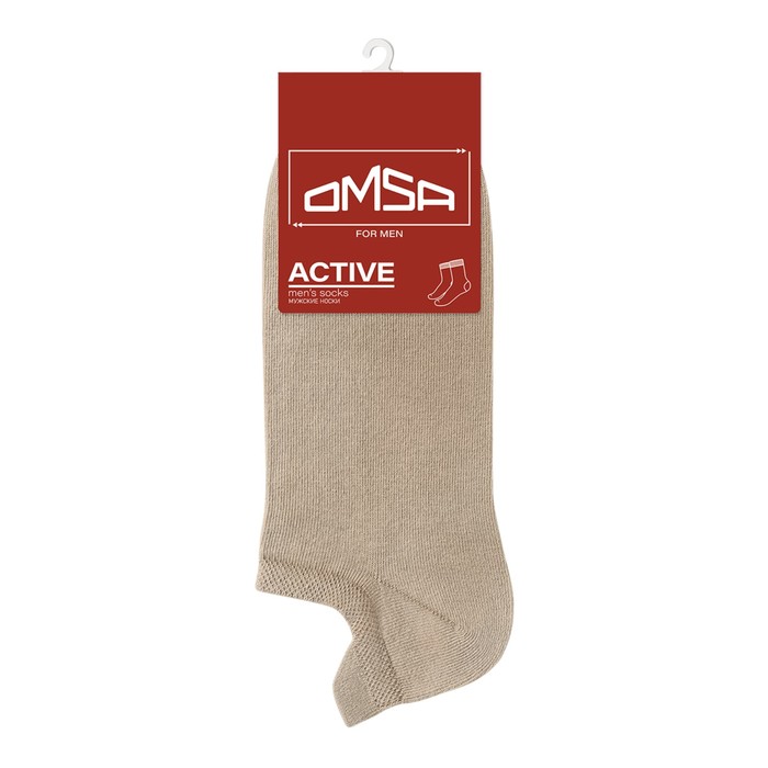 

Носки мужские укороченные с фальшпяткой OMSA ACTIVE, размер 45-47, цвет beige