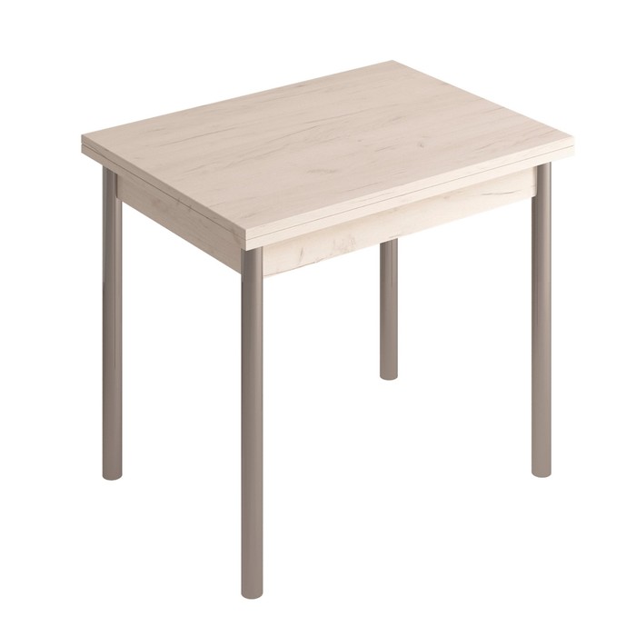 Раскладной стол, 800×600(1200)×750 мм, ЛДСП / металл, дуб крафт белый / алюминий хром стол поворотно раскладной ника 800 1200 × 600 × 750 мм хром цвет белый 196874504