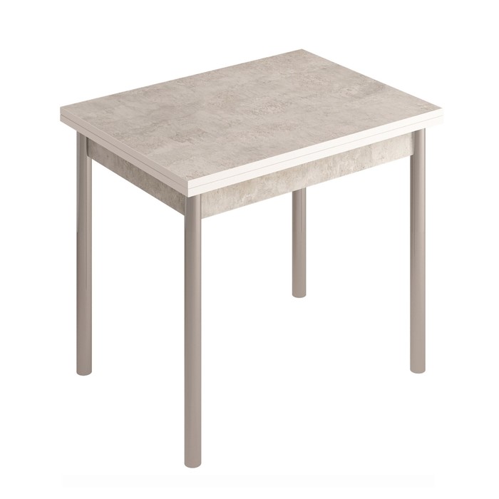 Раскладной стол, 800×600(1200)×750 мм, ЛДСП / металл, цвет цемент / алюминий хром стол поворотно раскладной ника 800 1200 × 600 × 750 мм хром цвет венге 3191901186