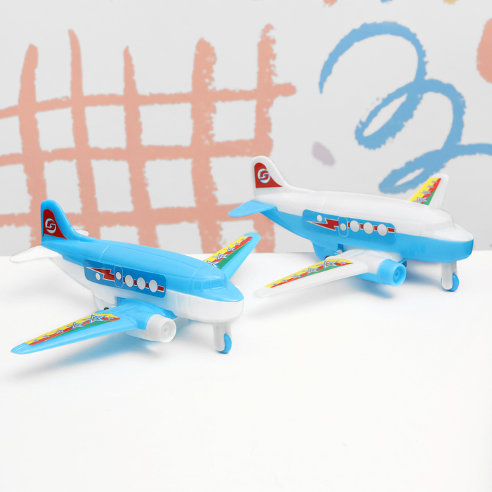 Набор детских игрушек Самолет, 11 х 15 х 4 см, 2 шт, микс набор детских линеек 4 штуки 15 см с фигурками с рисунком микс