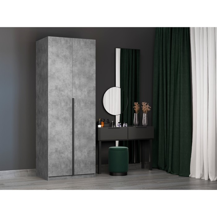 Шкаф гармошка «Локер», 800×530×2200 мм, штанга, выдвижной модуль, цвет бетон шкаф гармошка локер 800×530×2200 мм штанга цвет белый снег